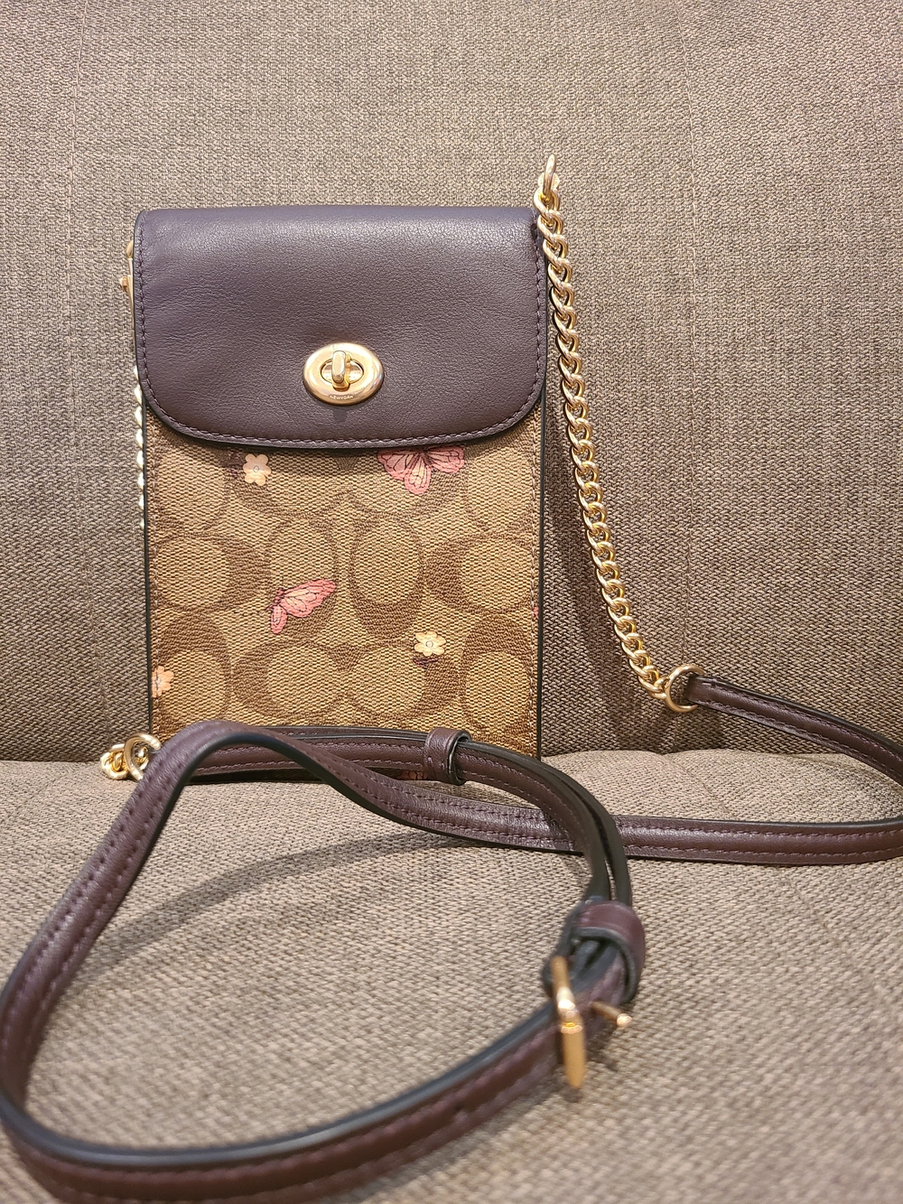 Coach Rachel Phone Crossbody In Signature Canvas With Butterfly Print